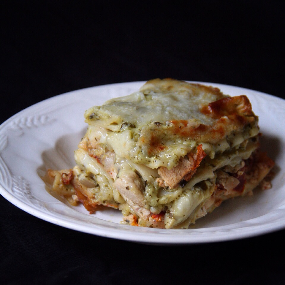 Forbidden Rice Blog | Creamy Pesto Chik'n Lasagna with Artichokes and Sun Dried Tomato Ricotta