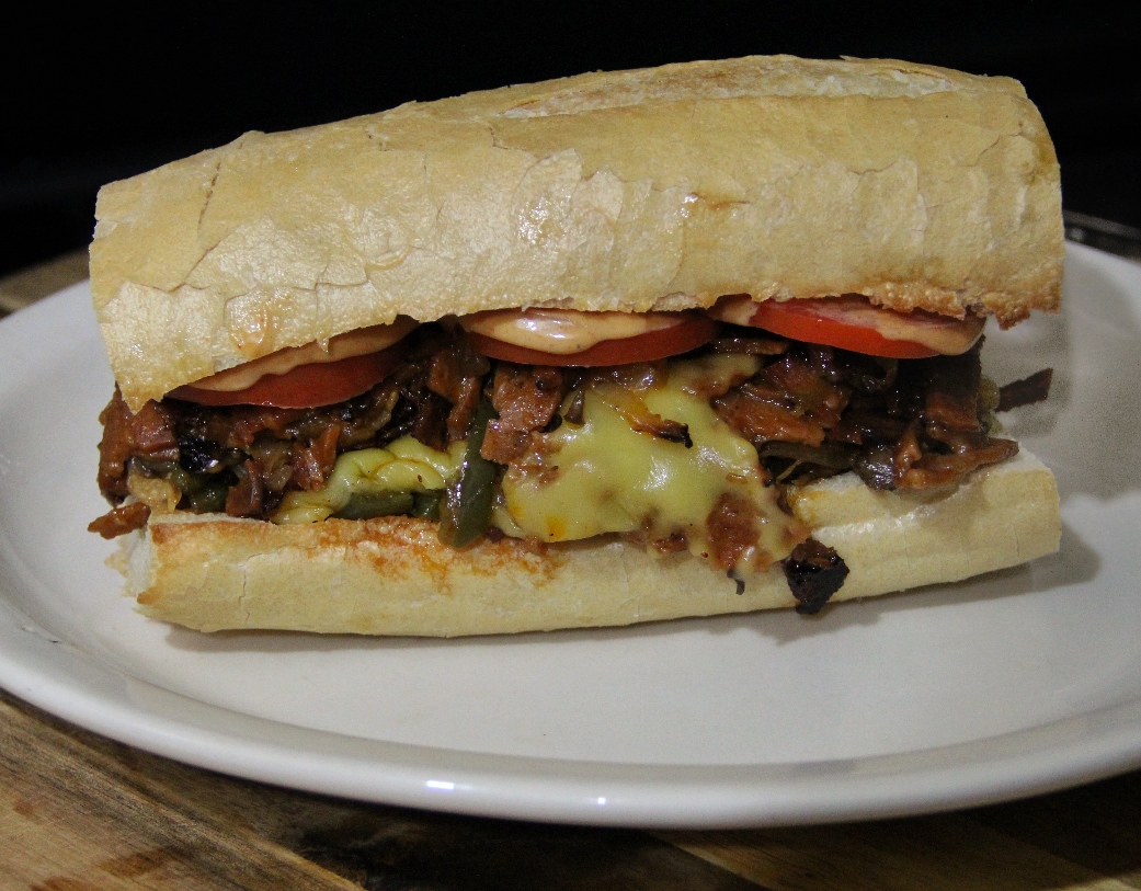 Vegan Philly “Cheese Steak” with Mushrooms and Chipotle Garlic Mayo, Field Roast, Cooks in the Field 2015, Vegan Philly Cheesesteak