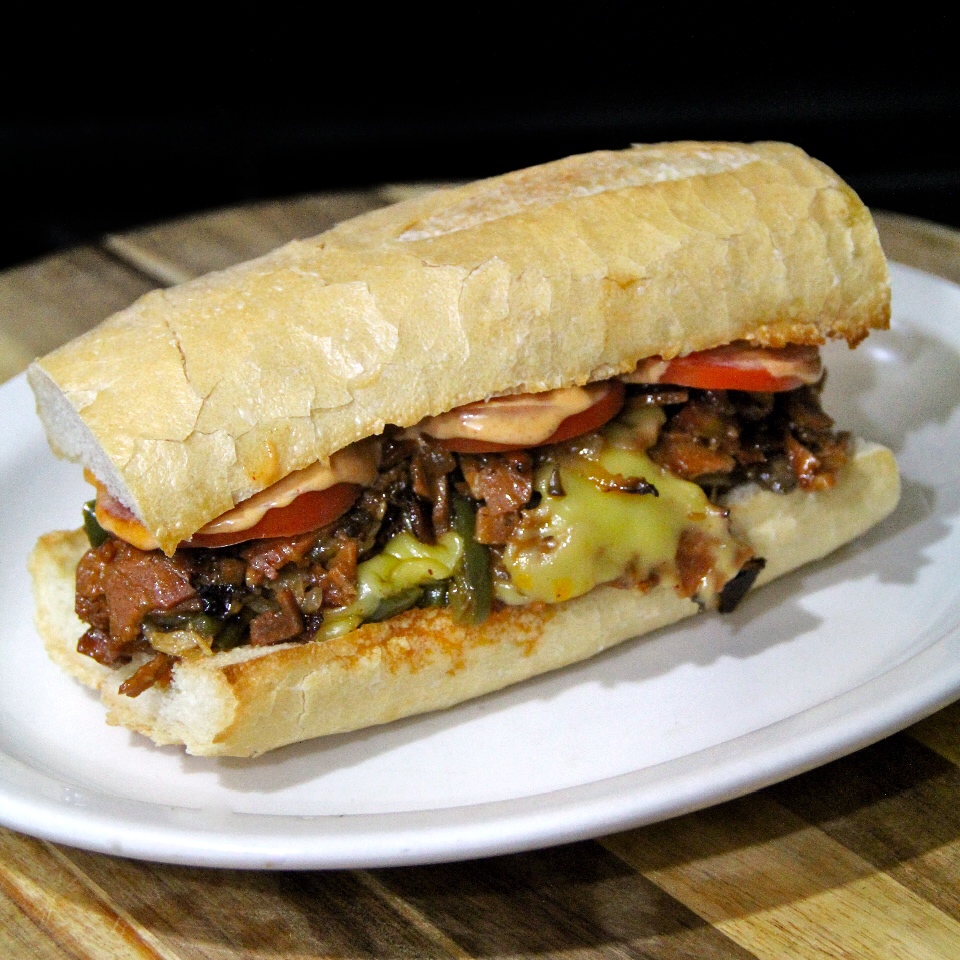 Vegan Philly “Cheese Steak” with Mushrooms and Chipotle Garlic Mayo, Field Roast, Cooks in the Field 2015, Vegan Philly Cheesesteak