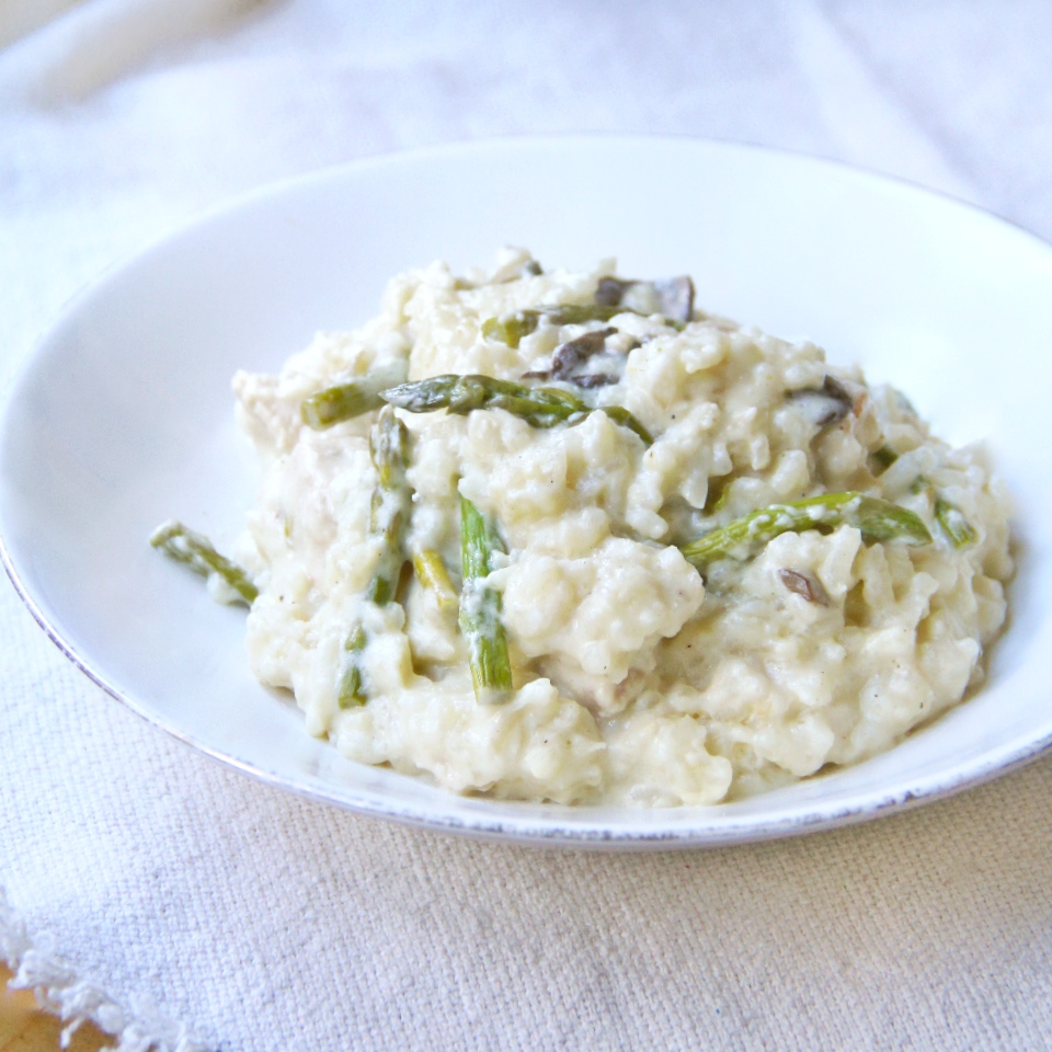 Forbidden Rice Blog | Risotto with Roasted Asparagus, Mushrooms, and Chik'n