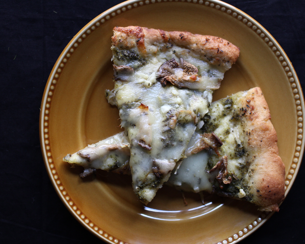 Forbidden Rice Blog | Sourdough Pizza with Oyster Mushrooms, Garlic, Smoked Mozzarella and Rosemary