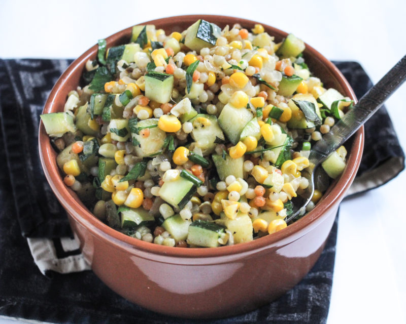 Pearl Couscous with Zucchini, Corn and Herbs | Forbidden Rice Blog